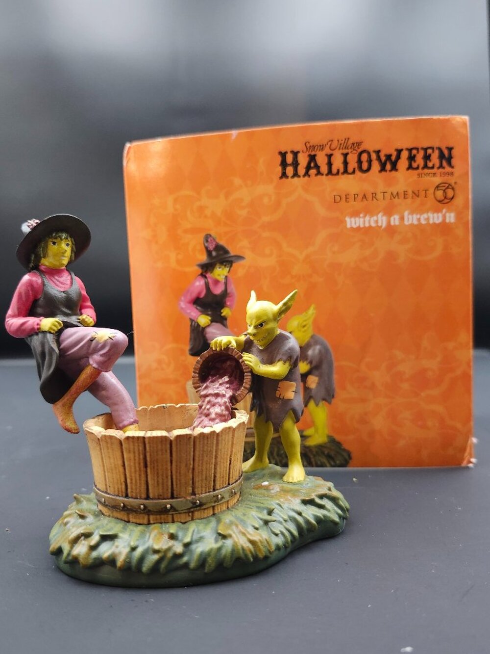 Department 56 Snow Village Halloween Witch a Brew'n Figurine With Box